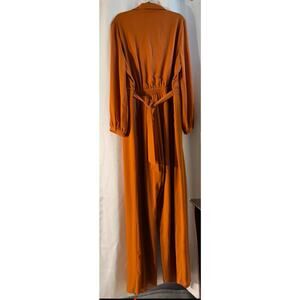 Fashion Nova women's cognac jumpsuit size XXL chiffon ￼